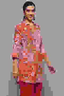 Fuchsia Viscose Straight Printed Short Kurta image number 5