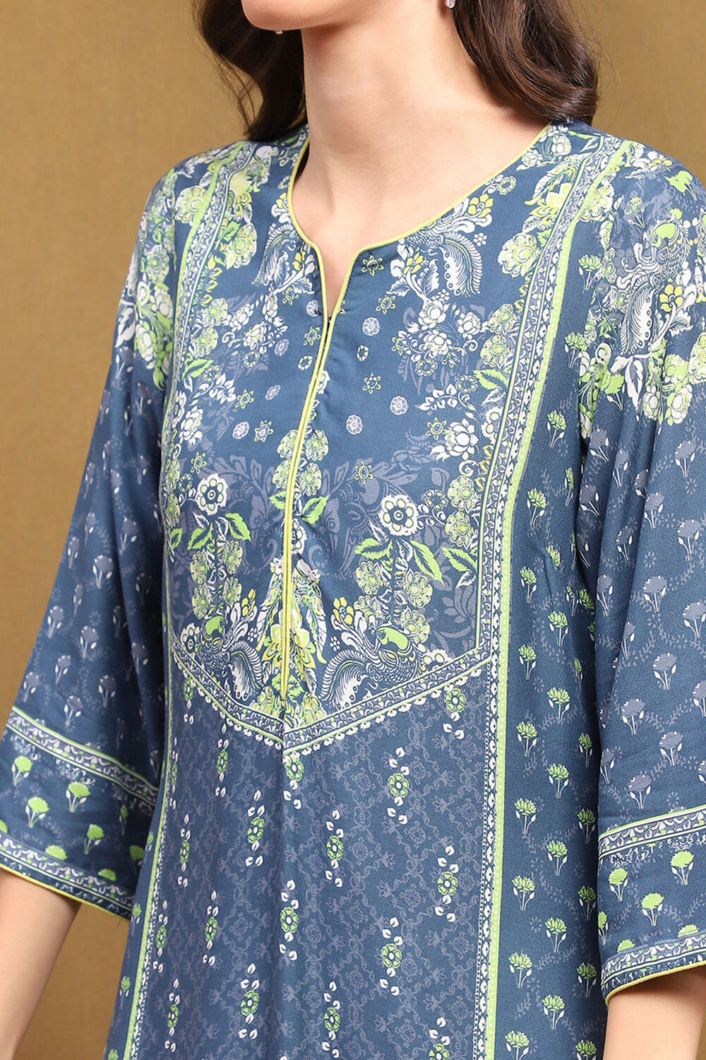 Indigo Rayon Straight Kurta image number 1