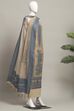 Blue Cotton Royal-Mughal Booti Print Unstitched Suit Set image number 4