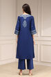 Blue Dyed Printed Straight Suit Set image number 4