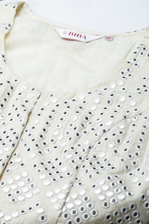 Off White Cotton Fusion Wear 3 Piece Set image number 1