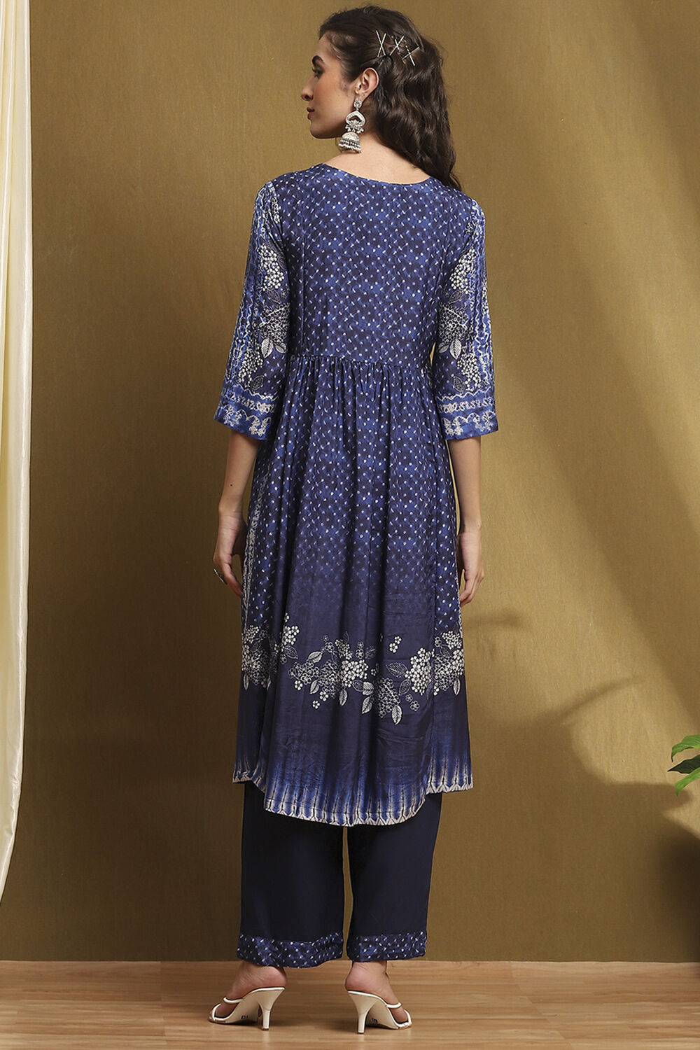 Indigo Modal Printed Angrakha Gathered Suit Set image number 4