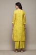 Lime Yellow Cotton Silk Straight Kurta Palazzo Suit Set image number 5