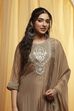 Grey Viscose Metallic Straight Suit Set image number 1
