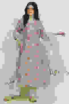 Metallic Cotton Digital Print Unstitched Suit Set image number 1