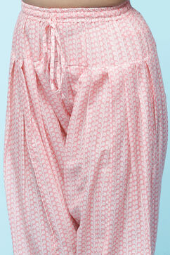 Pink Cotton Straight Printed Kurta Salwar Suit Set image number 2