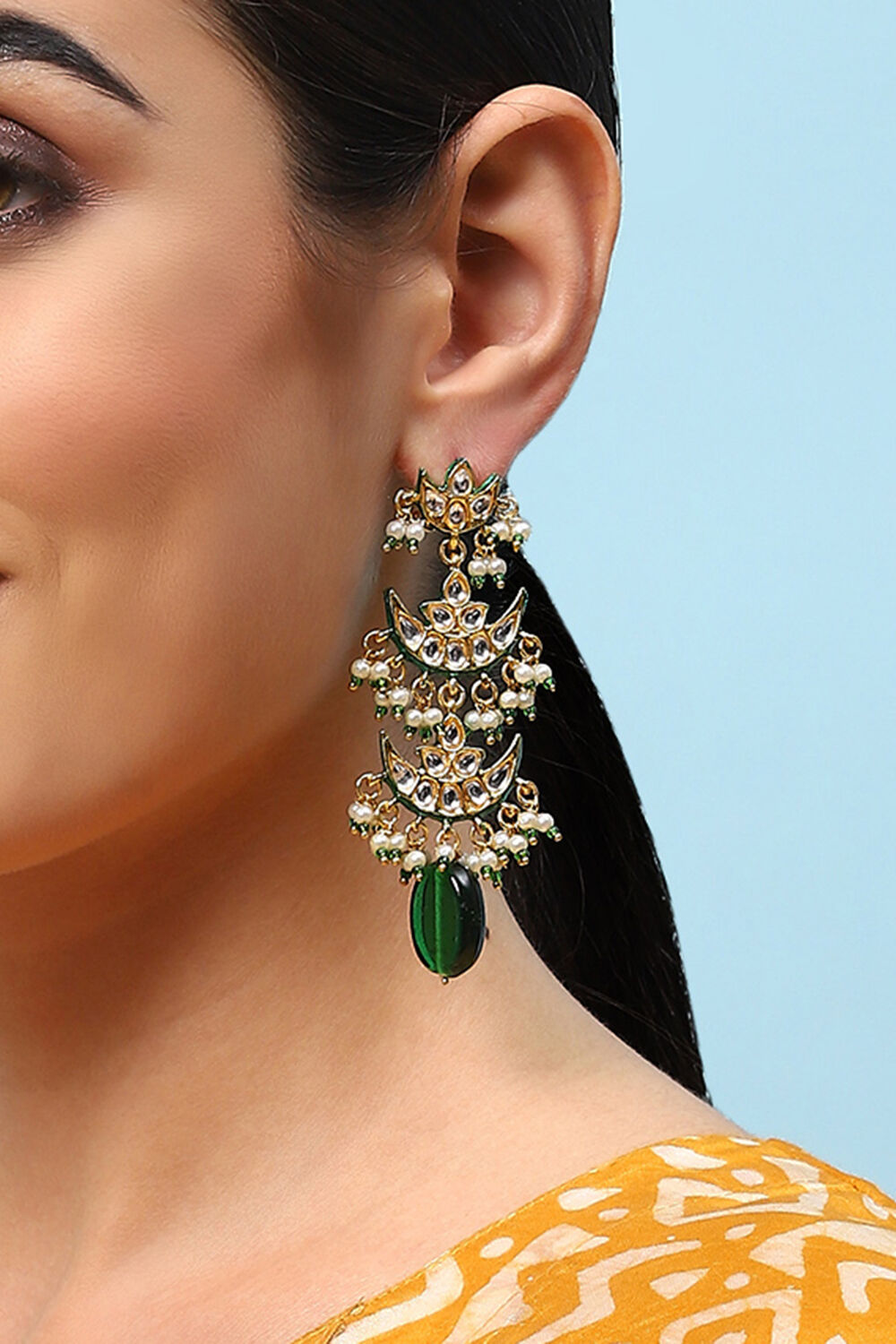 Green Brass Earrings image number 1