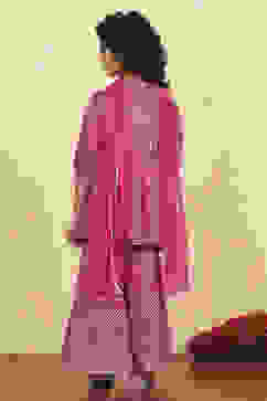 Pink Cotton Printed Straight Sharara Suit Set image number 4