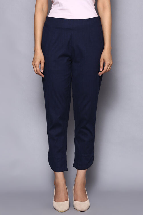 White Viscose Lycra Solid Pant image number 0