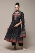 Red Cotton Anarkali Kurta Palazzo Suit Set image number 7