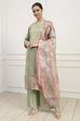 Pista Green Silk Blend Machine Embroidered Unstitched Suit Set image number 1