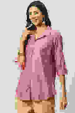 Pink  LIVA Straight Printed Shirt image number 2