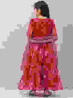 Red Art Silk Lehenga Set image number 4