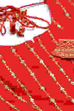 Red Cotton Anarkali Kurta Churidar Suit Set image number 1