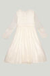 Off White Polyester Gathered Solid Dress image number 2