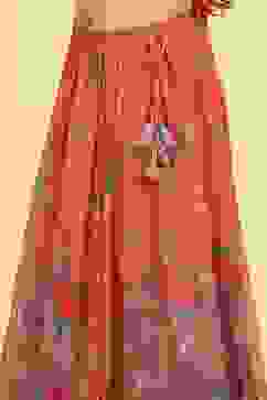 Orange Polyester Printed Kalidar Lehenga Set image number 2