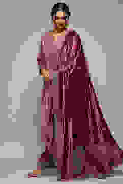 Onion Pink Viscose Straight Kurta Palazzo Suit Set image number 7