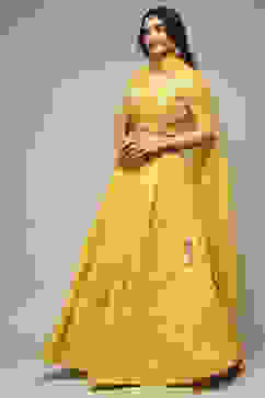 Yellow Viscose Embroidered Lehenga Set image number 4