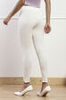 Off White Cotton Lycra Leggings image number 5