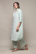 Sea Green Cotton Silk Straight Kurta Palazzo Suit Set image number 5