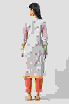 White Cotton Straight Kurta image number 4