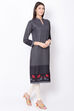 Black Straight Winter Printed Kurta image number 3