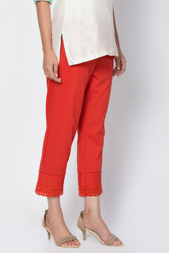 Red Cotton Solid Pant image number 2