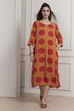 Mustard Yellow Printed A-Line Dress image number 5
