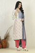 Grey Cotton Printed Embroidered Unstitched Suit Set image number 6