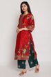 Mustard Cotton Straight Printed Kurta image number 3