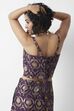Purple Yarndyed Floral Fitted Crop Top image number 5