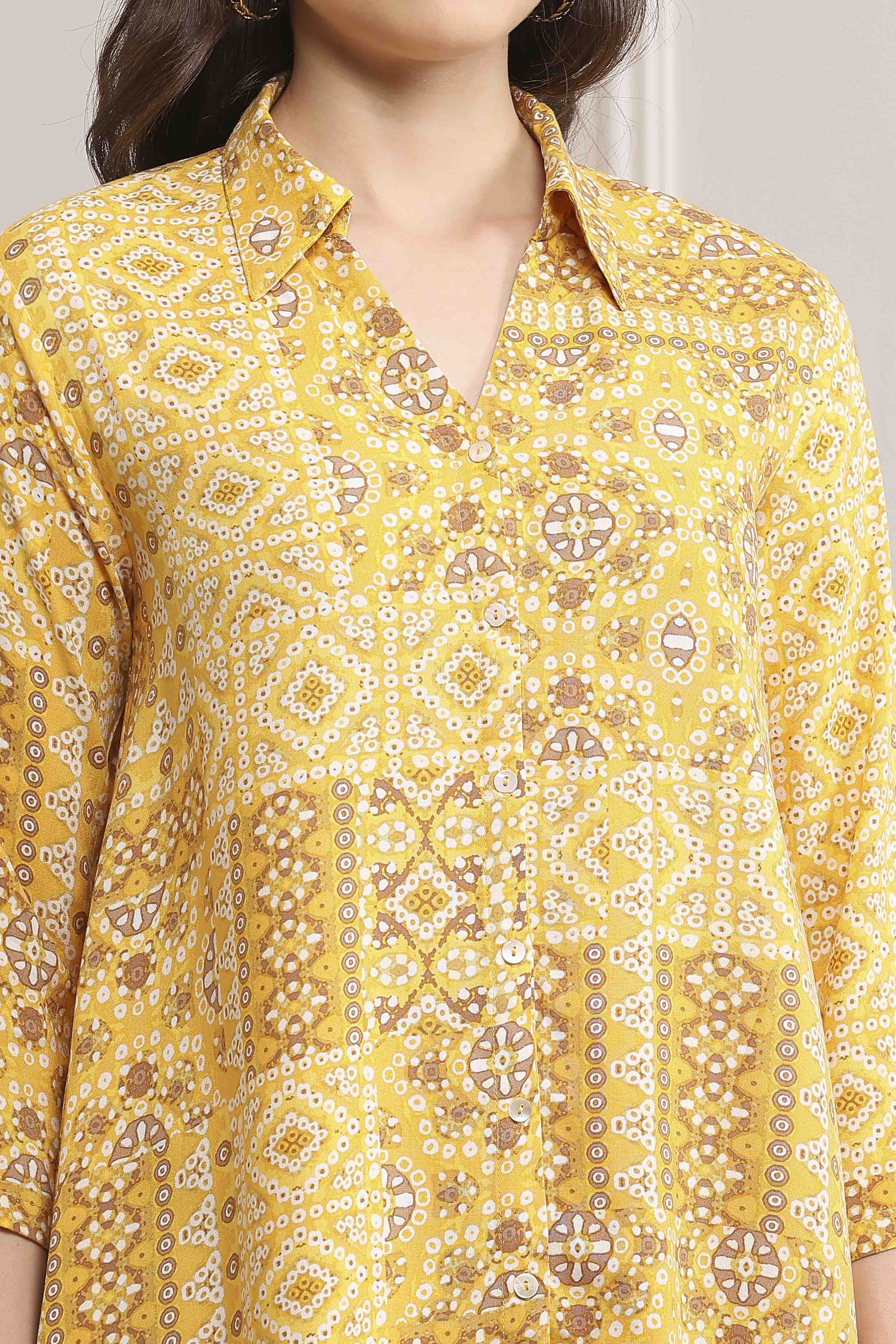 Yellow LIVA Printed Top image number 1