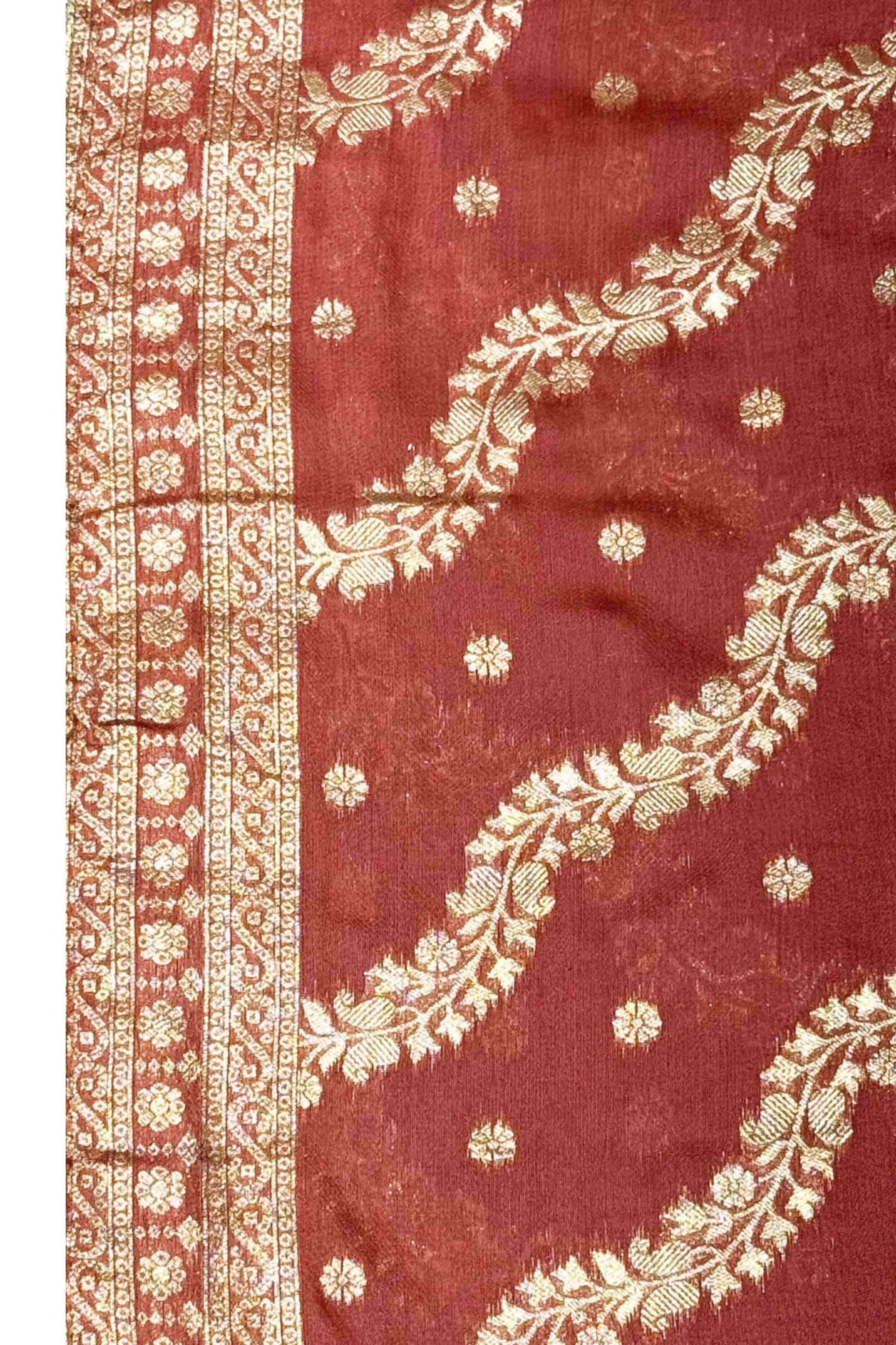 Rust Jacquard Traditional Weaving Unstitched Suit Set image number 3