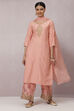 Peach Art Silk Straight Kurta Palazzo Suit Set image number 6