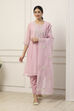Pink Poly Chanderi Embroidered Straight Suit Set image number 6