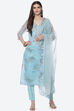 Blue Organza Unstitched Suit Set image number 0
