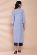 Blue Cotton Straight Printed Kurta image number 5