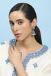Blue White Brass Jhumka image number 3
