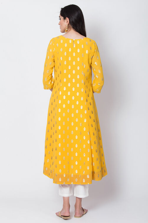 Fuchsia Art Silk A-Line Printed Kurta Dress image number 3