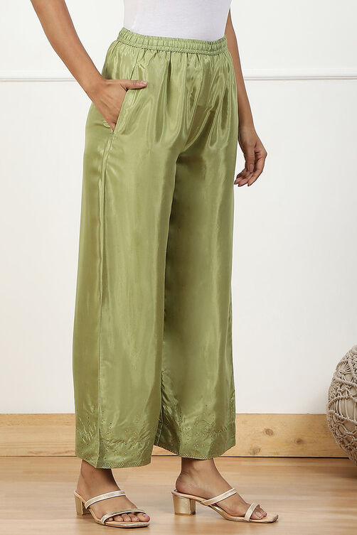 Mint Green Shantoon Straight Palazzo image number 3