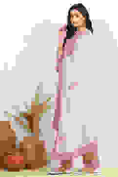 Pink Cotton Embroidered Unstitched Suit Set image number 4