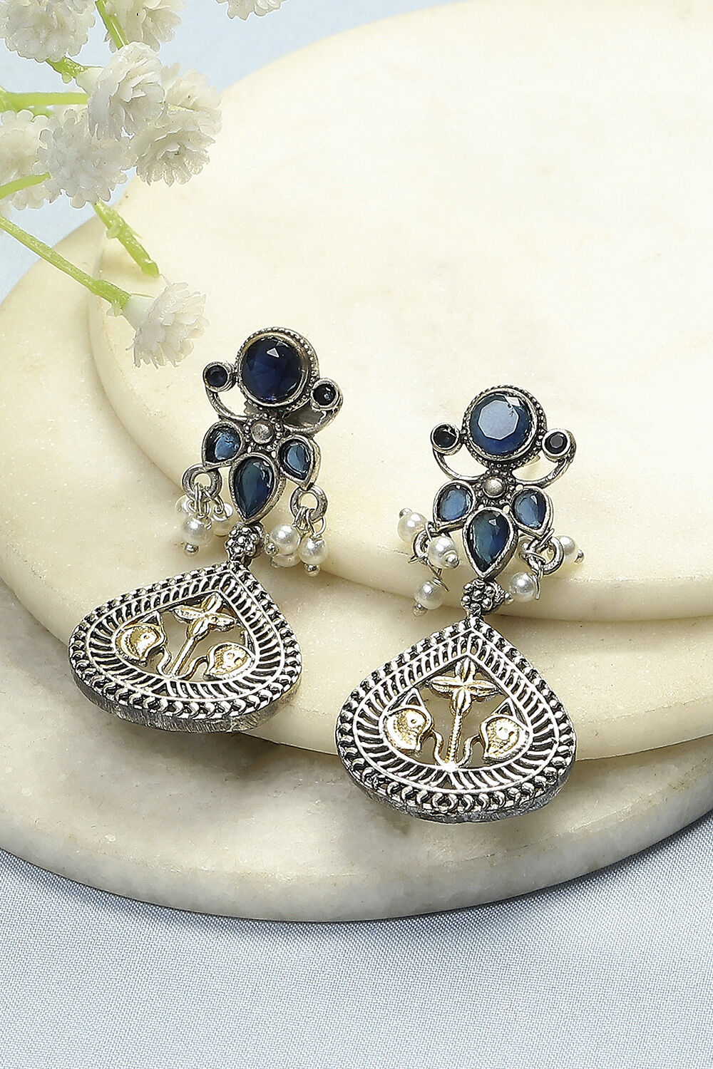 Navy Brass Drop & Danglers image number 0