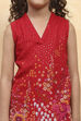 Red Viscose Rayon Printed Straight Sharara Suit Set image number 1