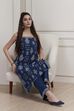 Indigo Cotton Printed Strappy Straight Kurta Set