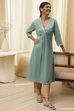 Dull Blue Pure Cotton Gathered Kurta image number 0