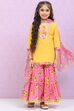 Yellow & Violet Art Silk Straight Kurta Garara Suit Set image number 0