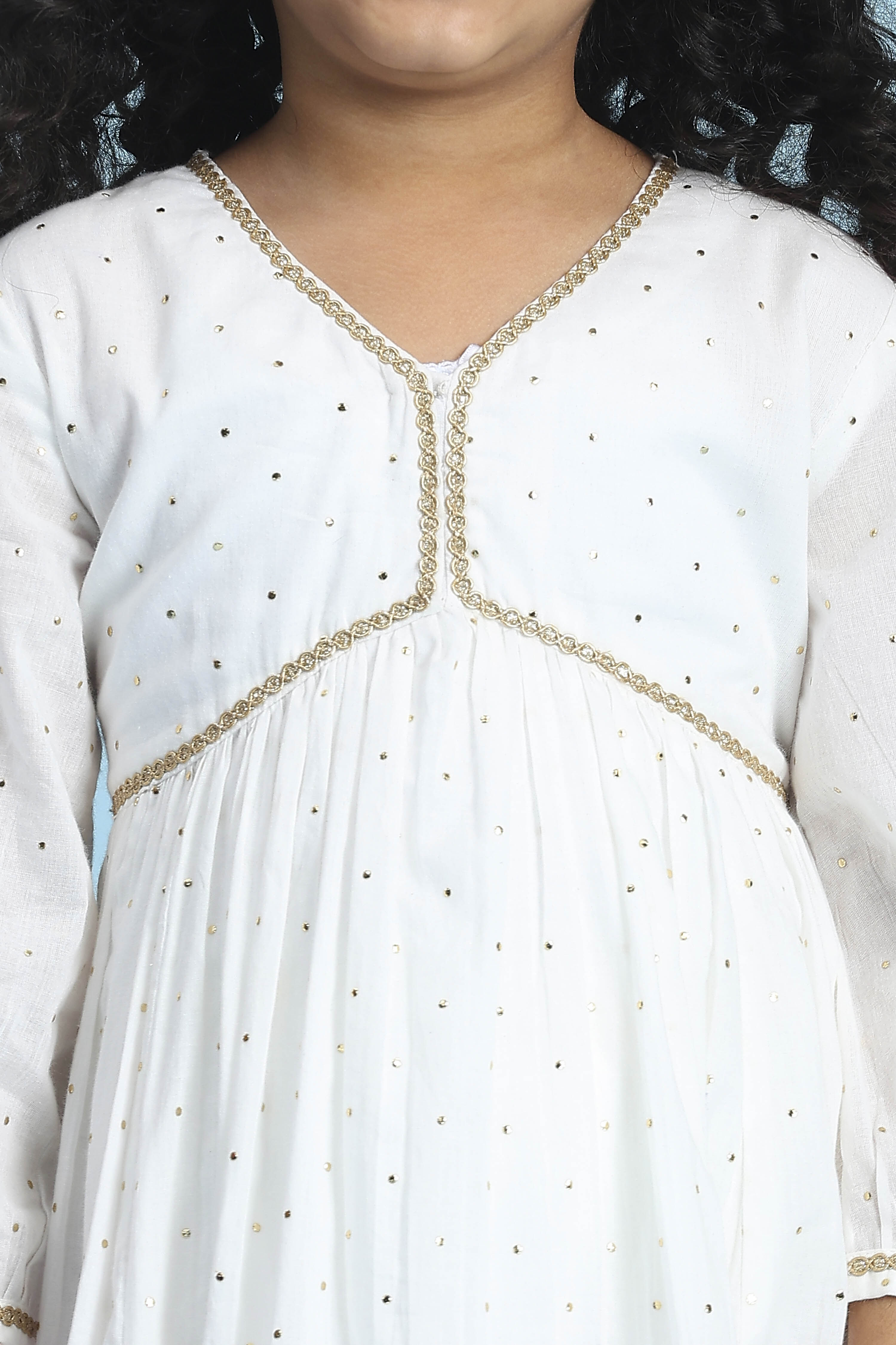 White Cotton Solid Anarkali Suit Set image number 1