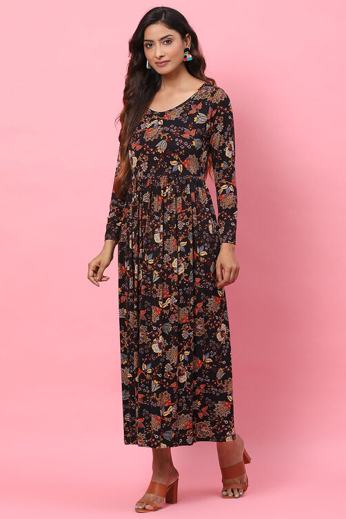 Red LIVA Flared Fusion Dress image number 3