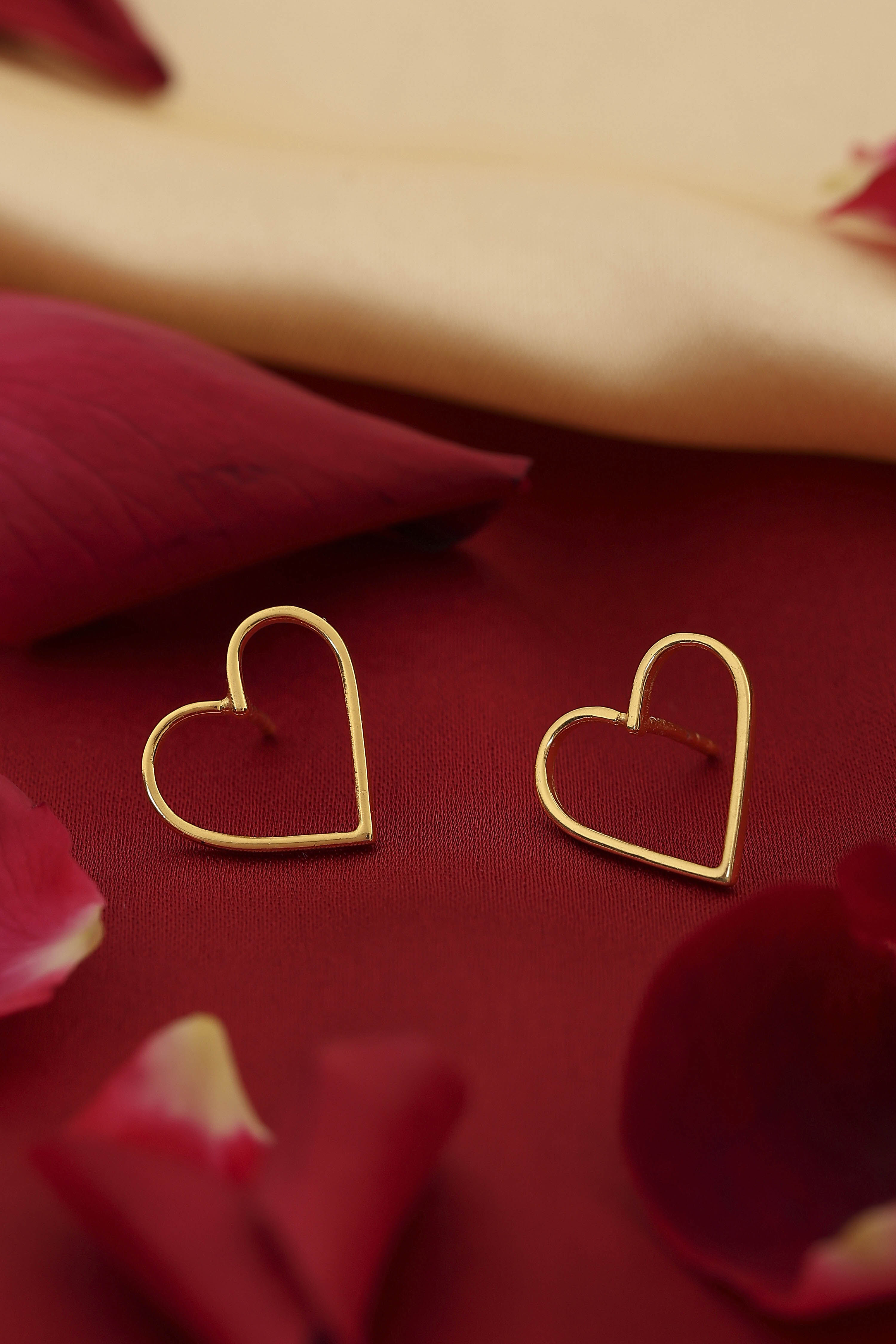 Gold Plated Brass Heart Shaped Stud Earrings image number 0