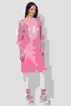 Peach Straight Kurta image number 3